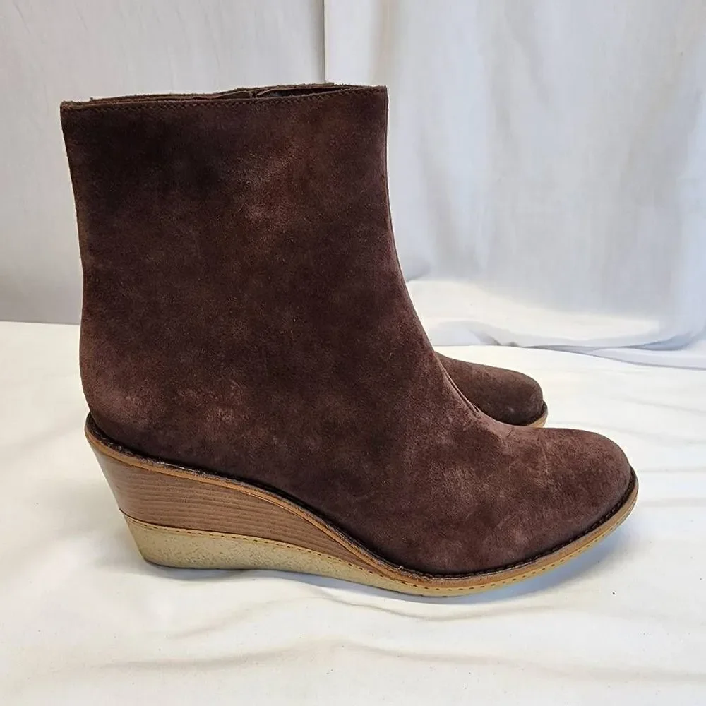 Cole Haan Brown Suede Wedge Ankle Boots
